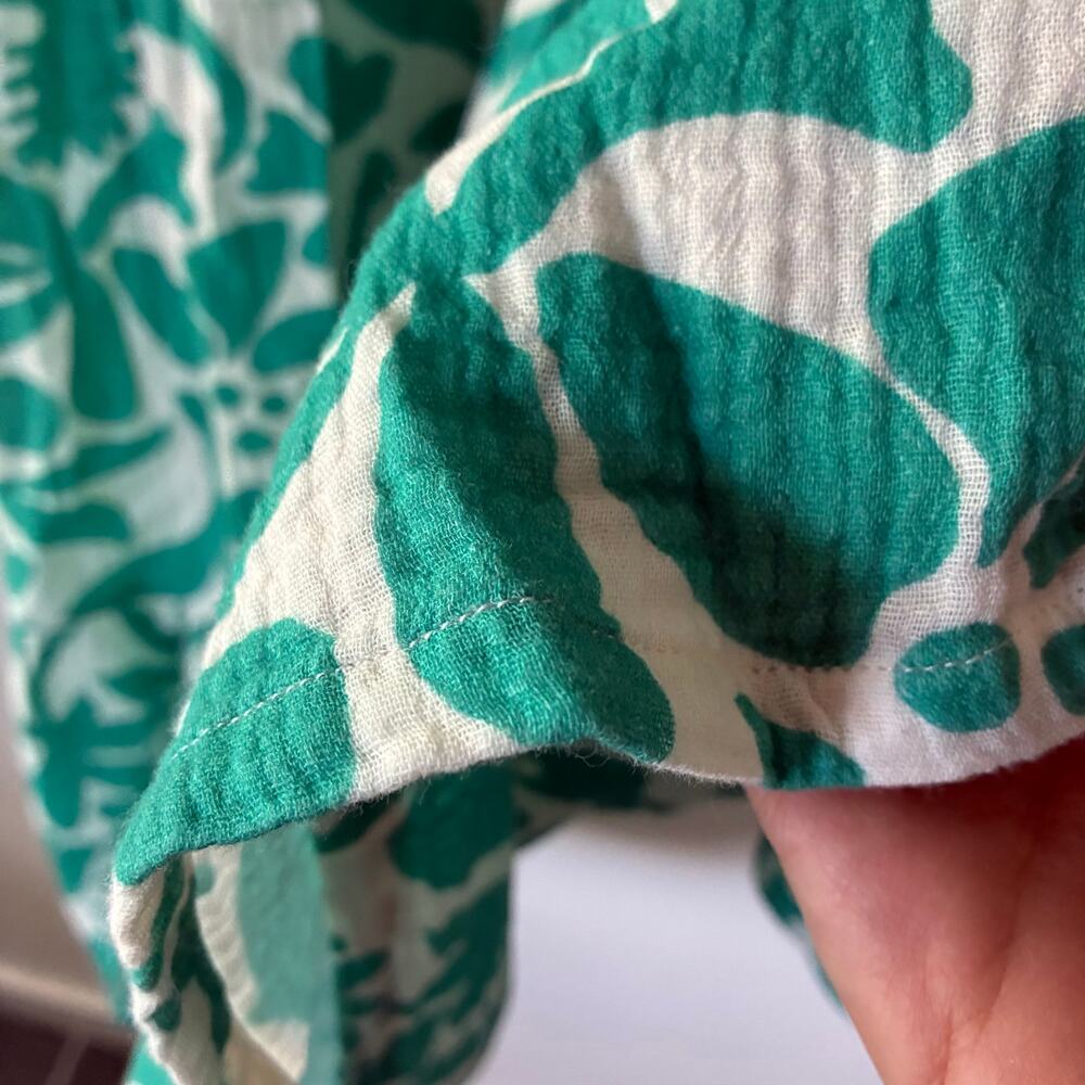 Marine Layer Tropical Floral Tiered Midi Skirt XS/S Green White Smocked Pockets - Picture 6 of 10